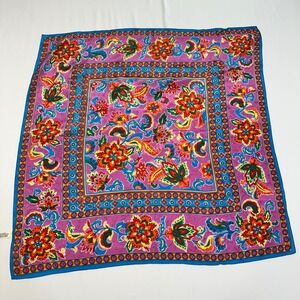 Vana Floral Square Scarf Women OS Pink Multi 100% Silk Hand Rolled | Bohemian